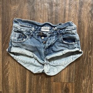 One Teaspoon Blue Jean Shorts Distressed Vintage Style